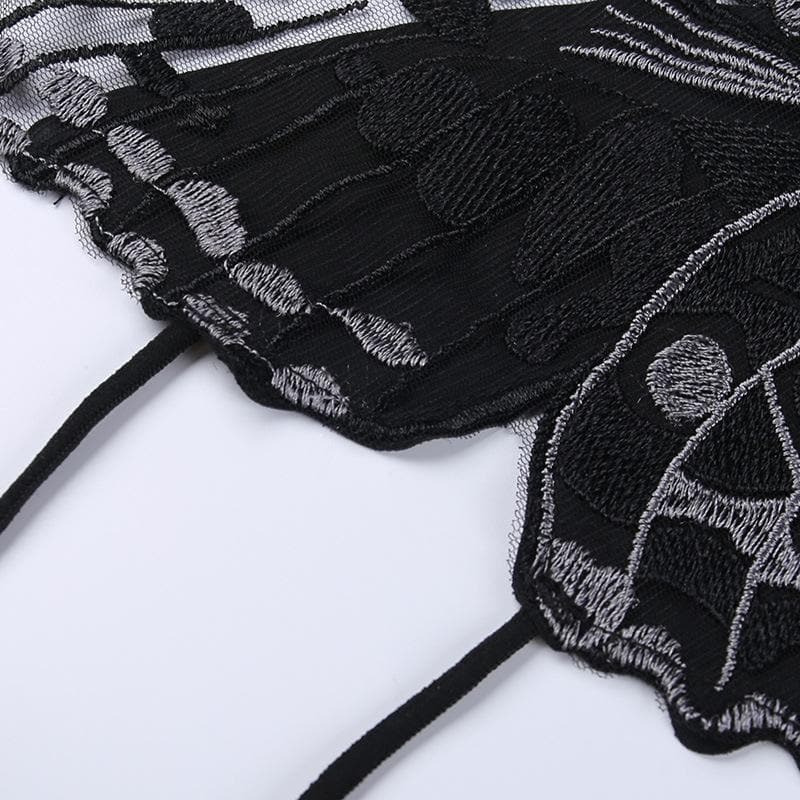 Harper Whitfield | Butterfly Embroidered Halter Crop Top For Women