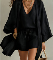 Sara Kelcroft | Linen-Look Kimono Three-Piece Set For Women