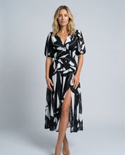 Phoebe Harrison | V-Neck Puff Sleeve Pleated Midi Dress For Women
