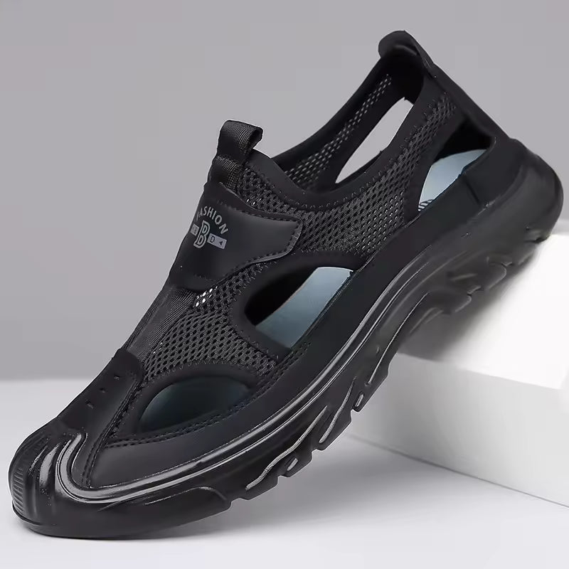Lachlan Pearce | Brown Closed Toe Mesh Sandals For Men