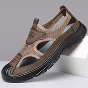 Lachlan Pearce | Brown Closed Toe Mesh Sandals For Men