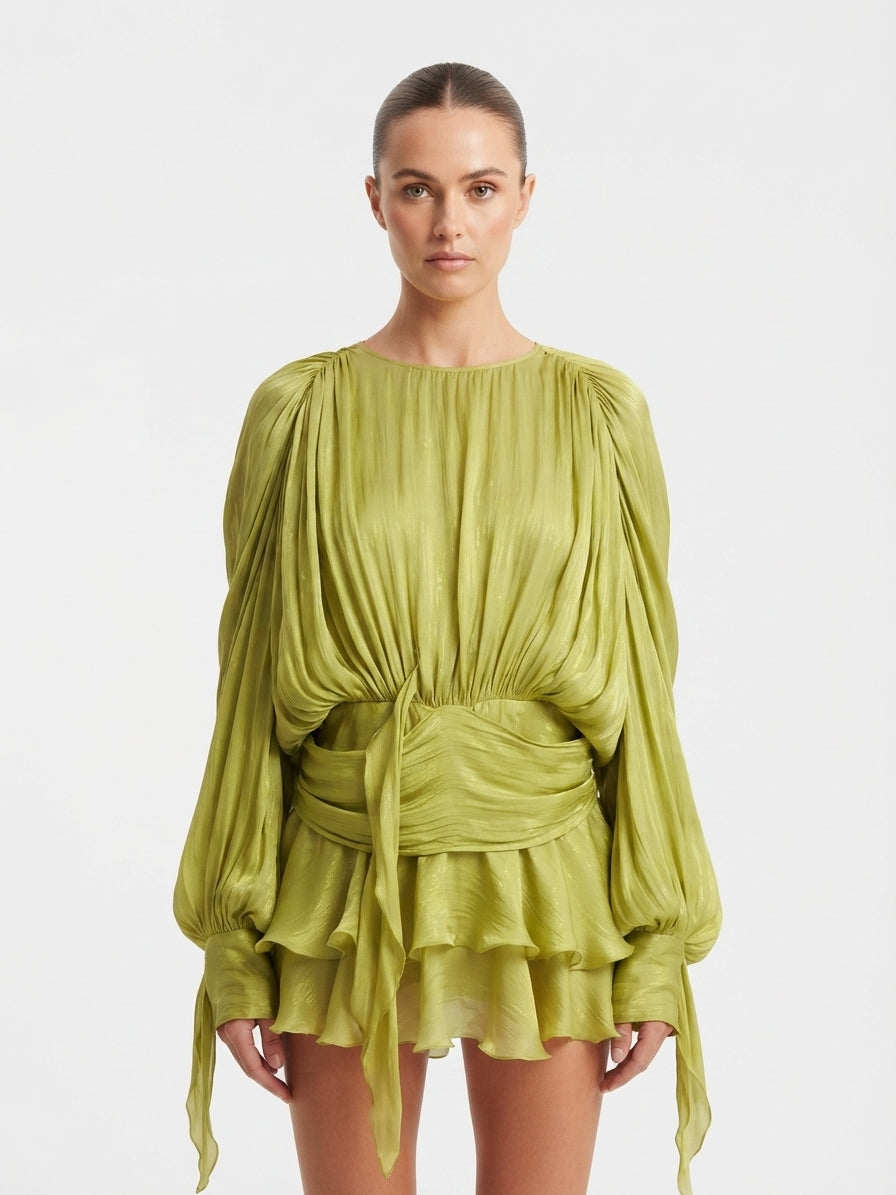 Lauren Murphy | Puff Sleeve Waist-Tie Mini Dress For Women