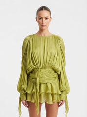 Lauren Murphy | Puff Sleeve Waist-Tie Mini Dress For Women