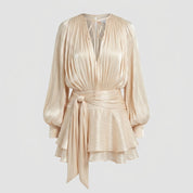 Lauren Murphy | Puff Sleeve Waist-Tie Mini Dress For Women