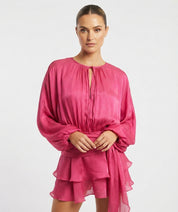 Lauren Murphy | Puff Sleeve Waist-Tie Mini Dress For Women