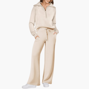 Tara Mitchell | Zip-Up Hoodie Wide Leg Lounge Set For Women