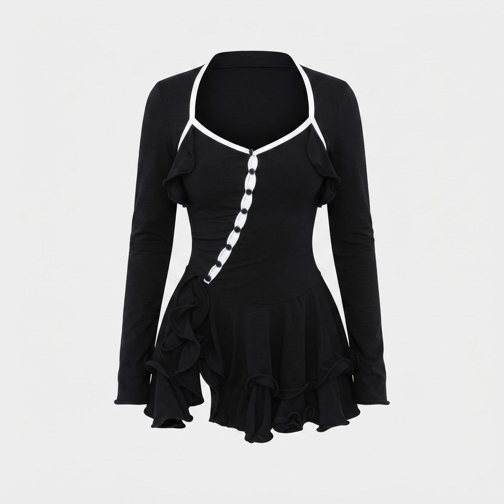 Lucy Hughes | Ruffle V-Neck Mini Dress For Women