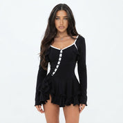 Lucy Hughes | Ruffle V-Neck Mini Dress For Women