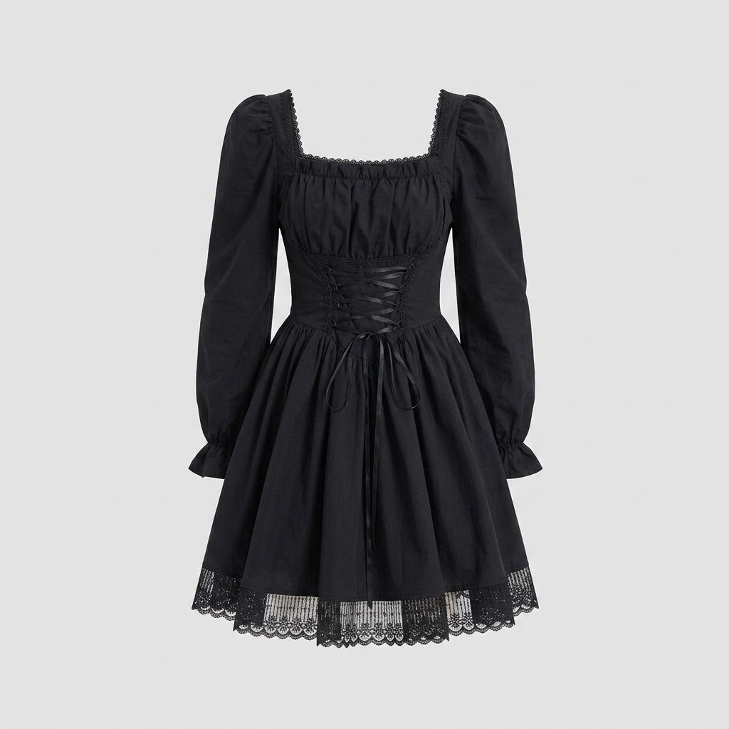 Maddison Reid | Square Neck Lace-Up Mini Dress For Women