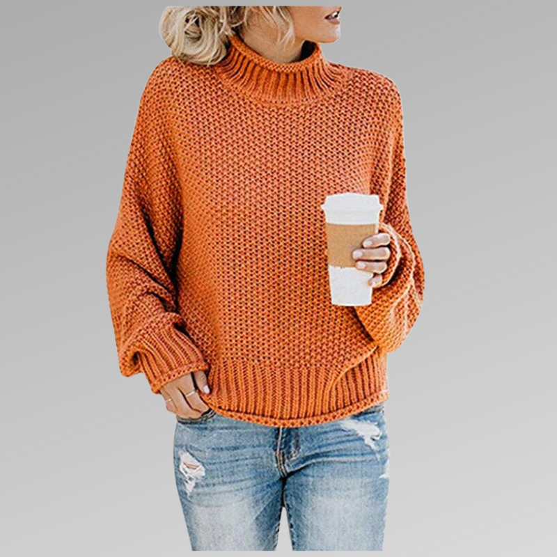 Charlotte Rossi | Oversized Turtleneck Knit Sweater For Women