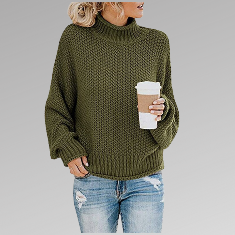 Charlotte Rossi | Oversized Turtleneck Knit Sweater For Women