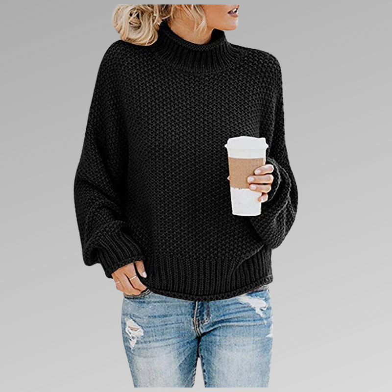 Charlotte Rossi | Oversized Turtleneck Knit Sweater For Women