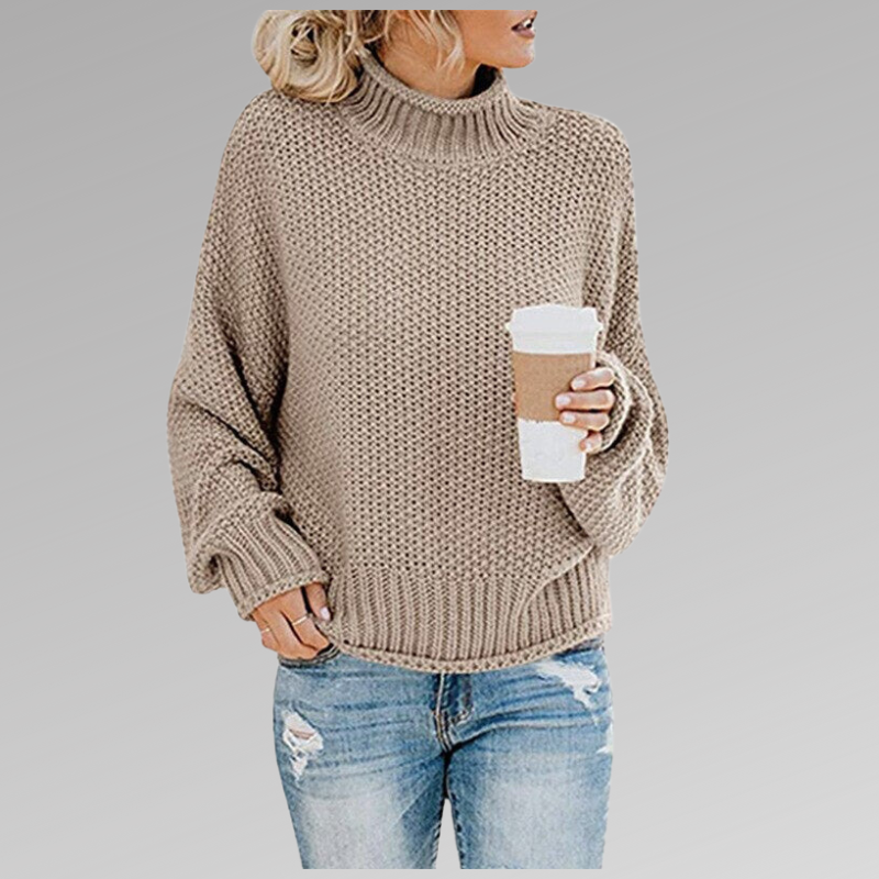 Charlotte Rossi | Oversized Turtleneck Knit Sweater For Women