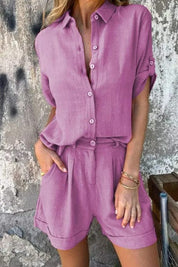 Brooke Henley | Linen Shorts & Shirt Set For Women