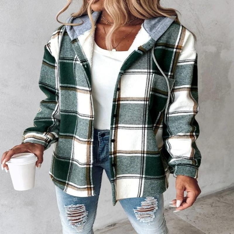 Sophie Laurent | Cozy Plaid Hooded Jacket For Women