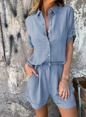 Ruby Sheffield | Linen-Blend Shorts and Top Set For Women