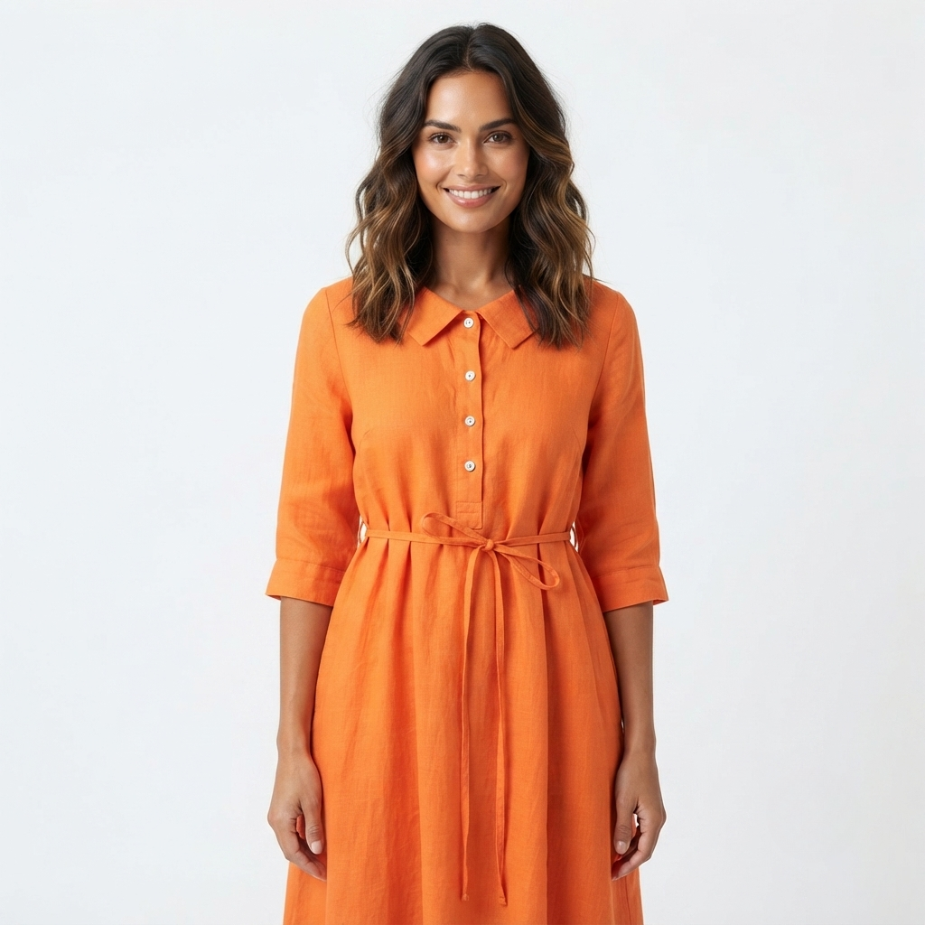 Matilda Clarke | Linen Midi Dress with Tie Waist For Women