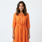 Matilda Clarke | Linen Midi Dress with Tie Waist For Women