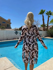 Matilda Rowe | Swirl Print Bikini Set With Cover-Up For Women
