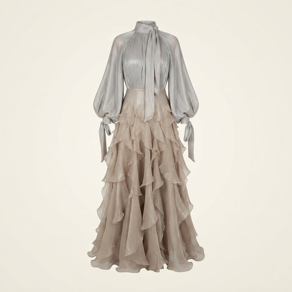 Mia Cooper | Elegant Ruffled Maxi Races Dress For Women