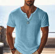 Mitchell Gorman | Mint Textured Henley T-Shirt For Men