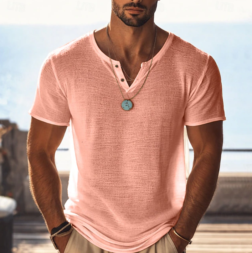 Mitchell Gorman | Mint Textured Henley T-Shirt For Men
