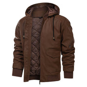 Declan Ashford | Hooded PU Leather Bomber Jacket For Men