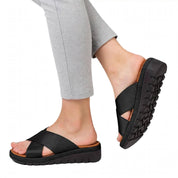 Milena Whitgate | Crisscross Platform Slide Sandals For Women