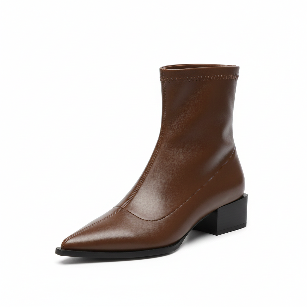 Celeste Laurent | Metallic Pointed Ankle Boots For Women