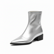 Celeste Laurent | Metallic Pointed Ankle Boots For Women
