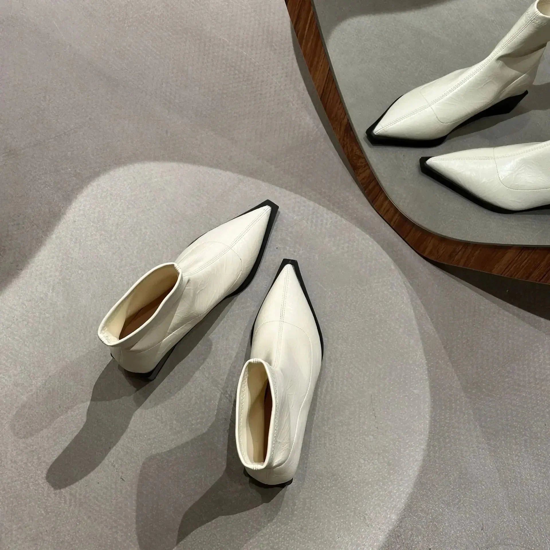 Celeste Laurent | Metallic Pointed Ankle Boots For Women