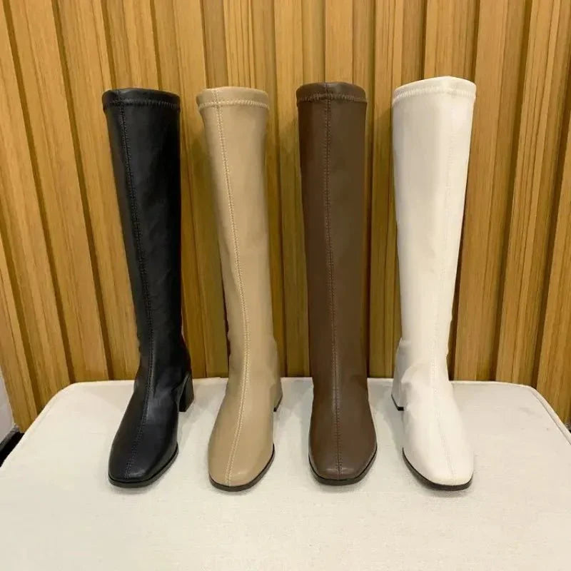 Elena Whitmore | Elegant Knee-High Block Heel Boots For Women
