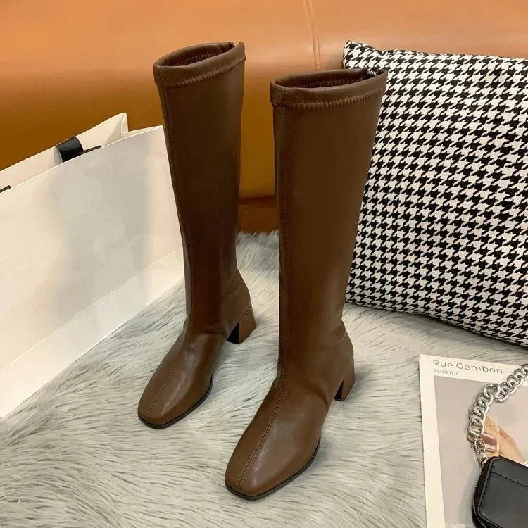 Elena Whitmore | Elegant Knee-High Block Heel Boots For Women