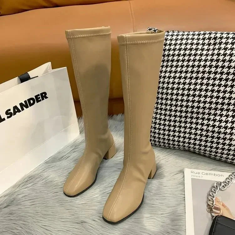 Elena Whitmore | Elegant Knee-High Block Heel Boots For Women