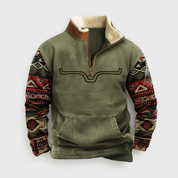 Nathan Cooper | Western Aztec Quarter-Zip Fleece Sweater For Men
