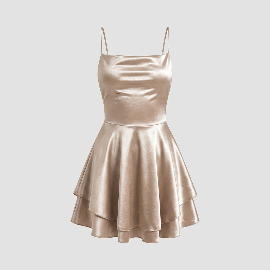 Olivia Martin | Satin Cowl Neck Mini Dress For Women