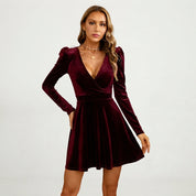 Olivia Stanton | Velvet Mini Wrap Dress For Women
