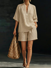 Zoe Mitchell | Linen Two-Piece Shorts Set For Women