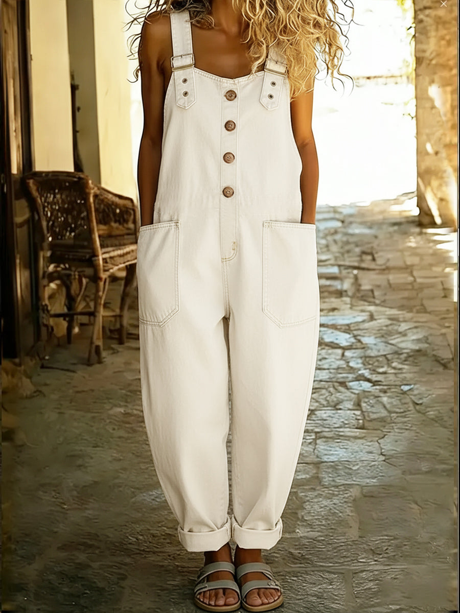 Brooke Sullivan | Wide Leg Denim Overall Jumpsuit For Women