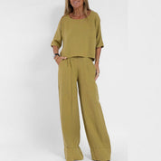 Hannah Young | Relaxed Linen-Blend Wide Leg Pants Set For Women