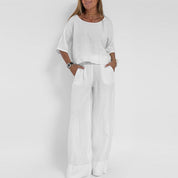 Hannah Young | Relaxed Linen-Blend Wide Leg Pants Set For Women