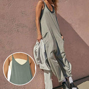 Phoebe Ranford | Brown Sleeveless Pocket Jumpsuit For Women