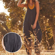 Phoebe Ranford | Brown Sleeveless Pocket Jumpsuit For Women