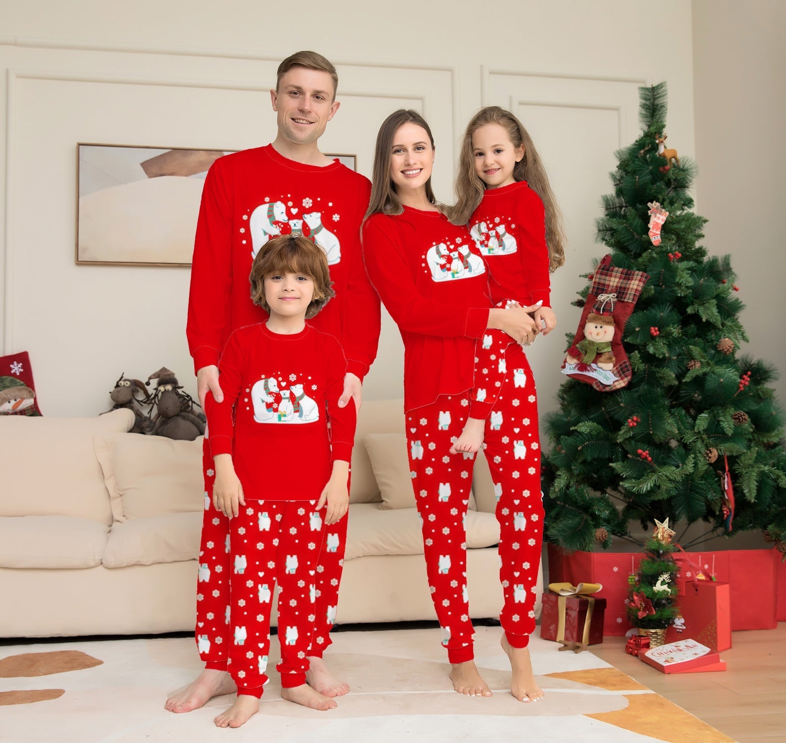 Polar Hug | Red Polar Bear Print Christmas Pyjamas Unisex & Family