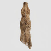Poppy Sinclair | Leopard Print Halter Maxi Dress For Women