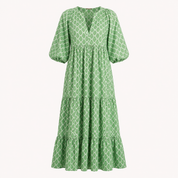 Mia Harrington | V-Neck Balloon Sleeve Tiered Maxi Dress For Women