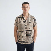 Riley Thompson | Vintage Newspaper Print Hawaiian Shirt For Men