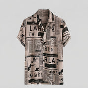 Riley Thompson | Vintage Newspaper Print Hawaiian Shirt For Men
