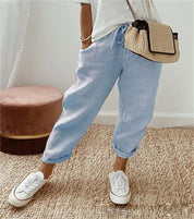 Mila Ashford | Printed Linen Look Jogger Pants For Women
