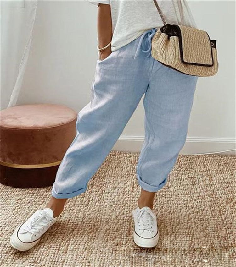 Mila Ashford | Printed Linen Look Jogger Pants For Women